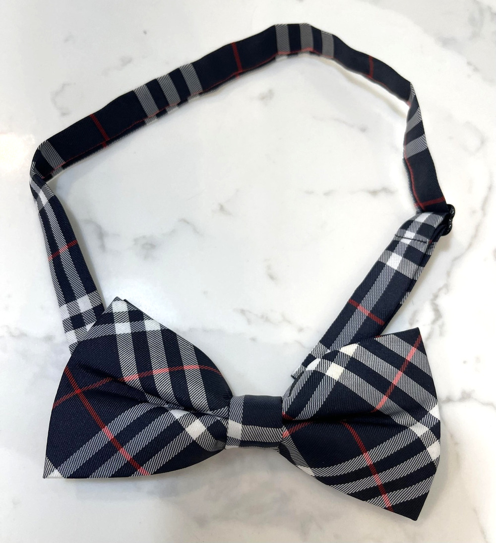 Mens Black Plaid Bow Tie One Size Polyester Pre-Tied Adjustable Formal
